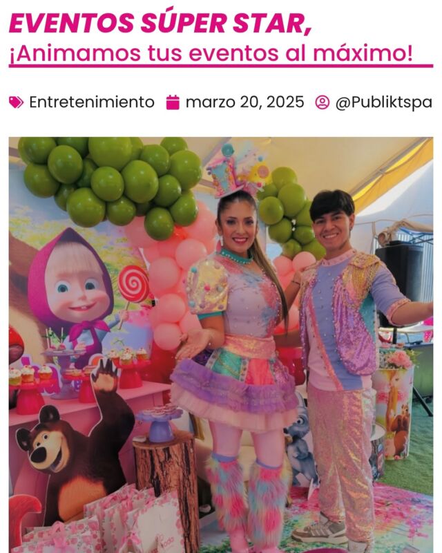 @eventossuperstar.cl diversión al máximo!
Conoce más de ello en el link de nuestro perfil.
.
Somos el único medio digital de emprendedores de chile. 
Escríbenos y únete.
.
Link en el perfil.